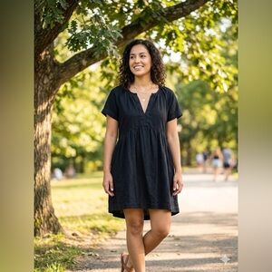 Universal Thread Black V-Neck Babydoll Dress